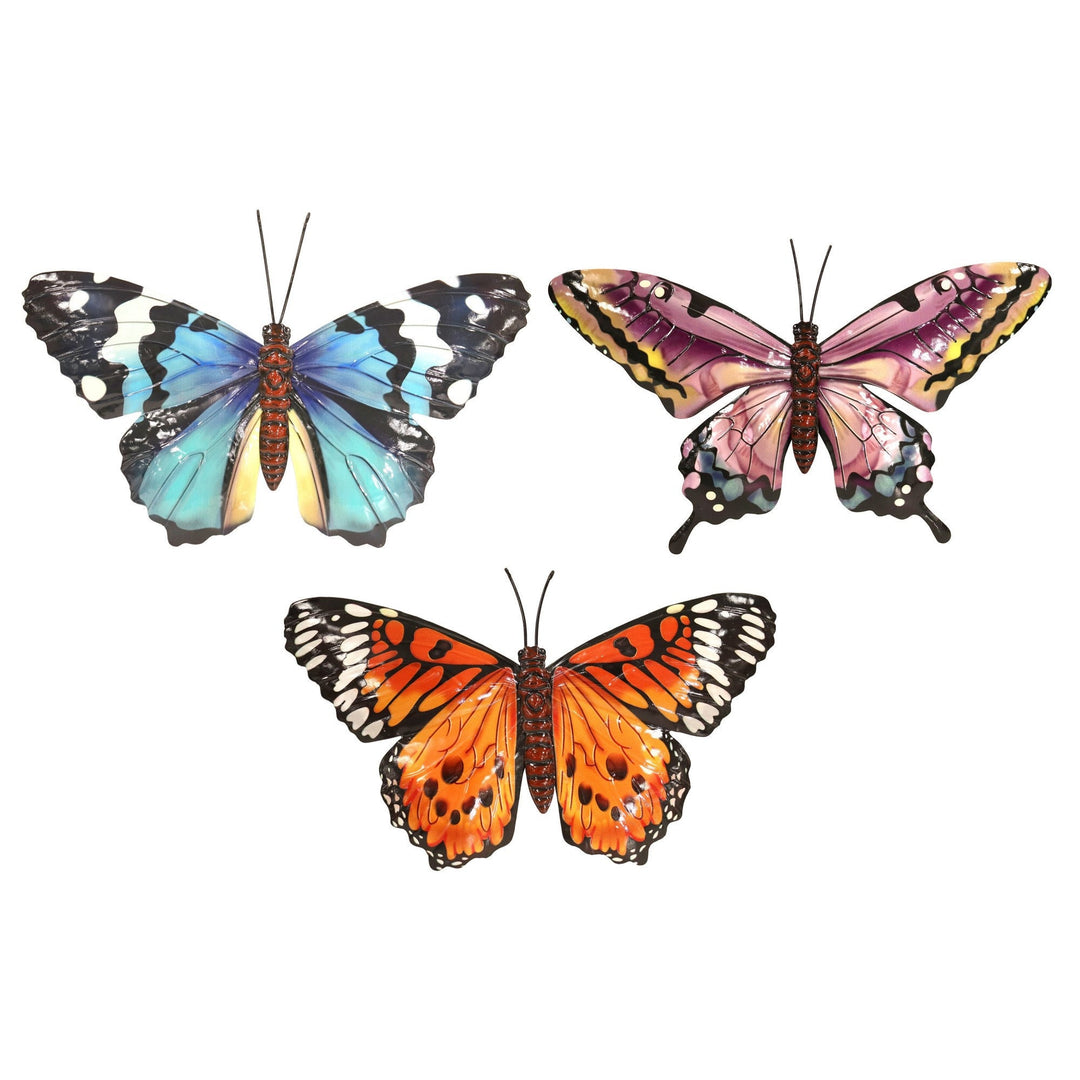 Large Metal Butterfly Wall Art - Set of 3