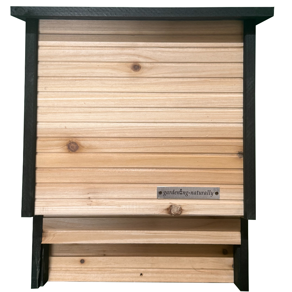 Gardening Naturally wooden bat box on a white background