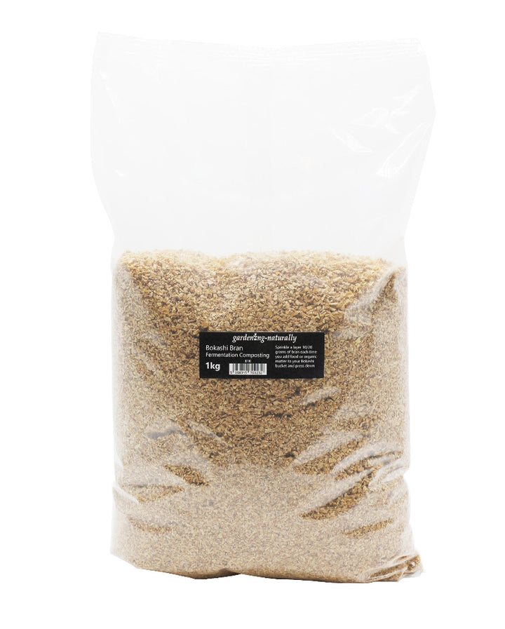 Bokashi bran with a gardening naturally label on it