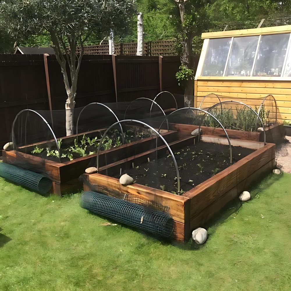 aluminium round hoops in garden
