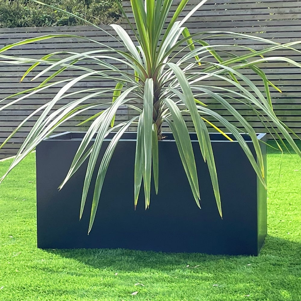 aluzinc garden planter in clack with plant inside