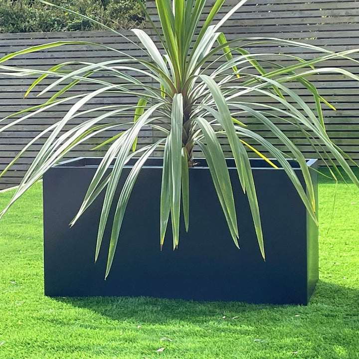 aluzinc garden planter in clack with plant inside