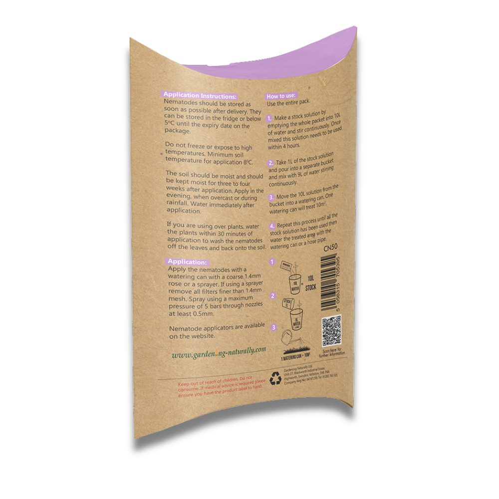 Chafer grub nematodes back showing instructions