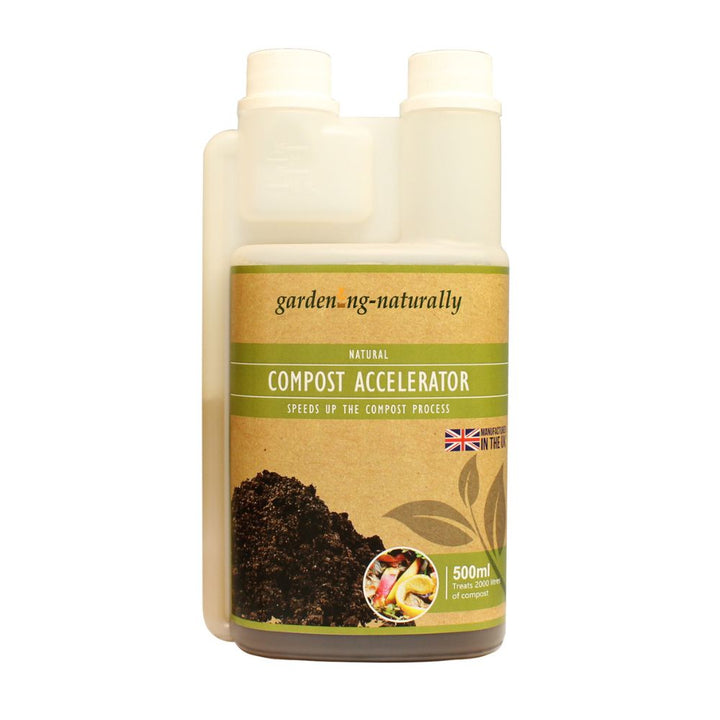 A bottle of compost accelerator liquid for speeding up compost process