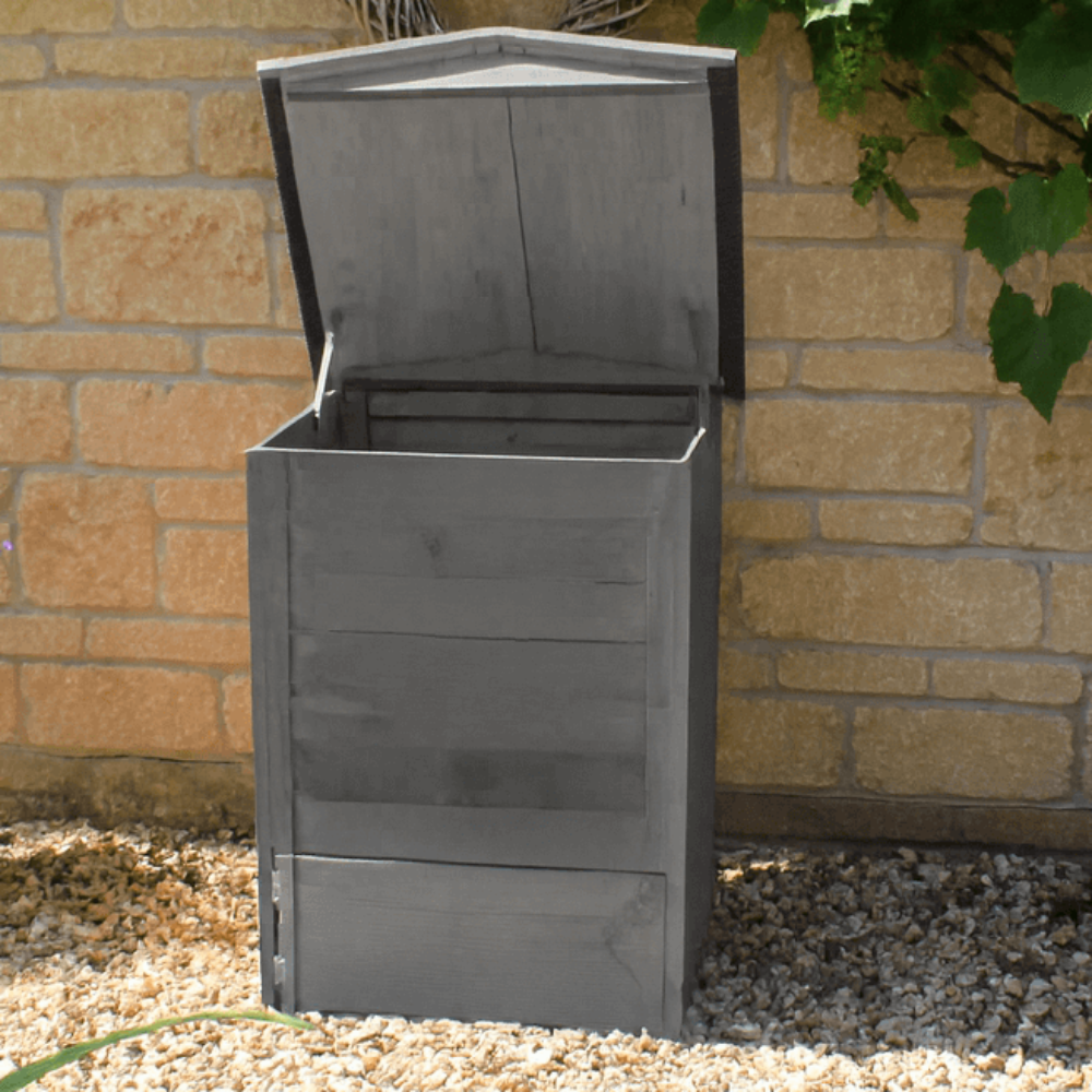 Grey wooden  beehive compost bin style