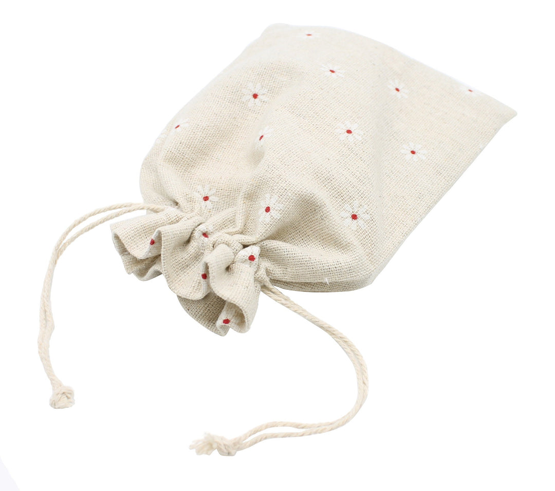 white woven drawstring bag for gift