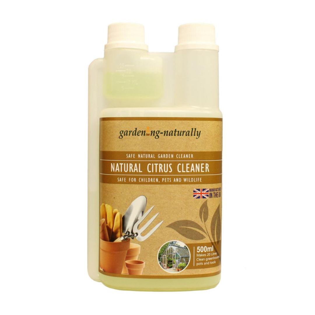 A 500ml bottle of gardening-naturally Natural Citrus Cleaner.