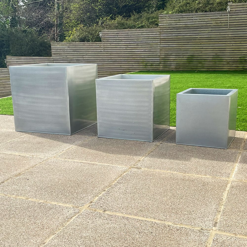 three cube garden planters