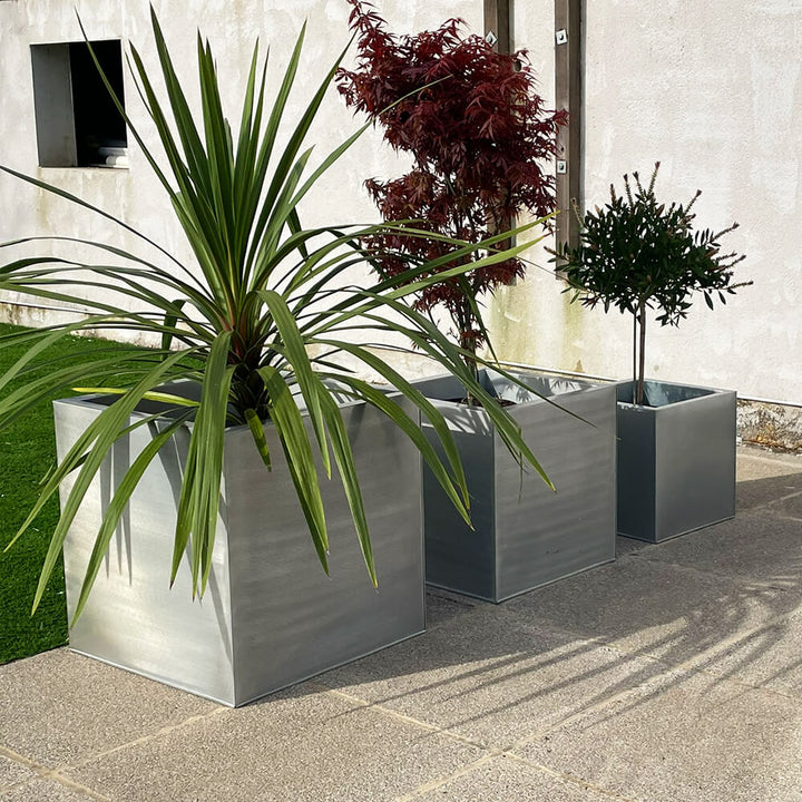 Three Silver garden planters