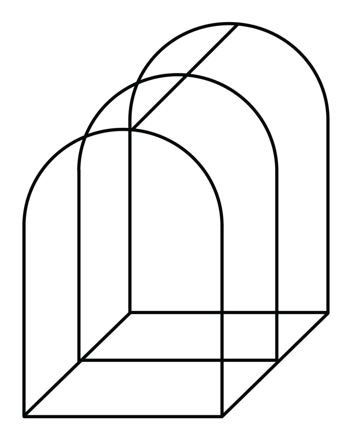 Geometric shape with nested arcs on a white background