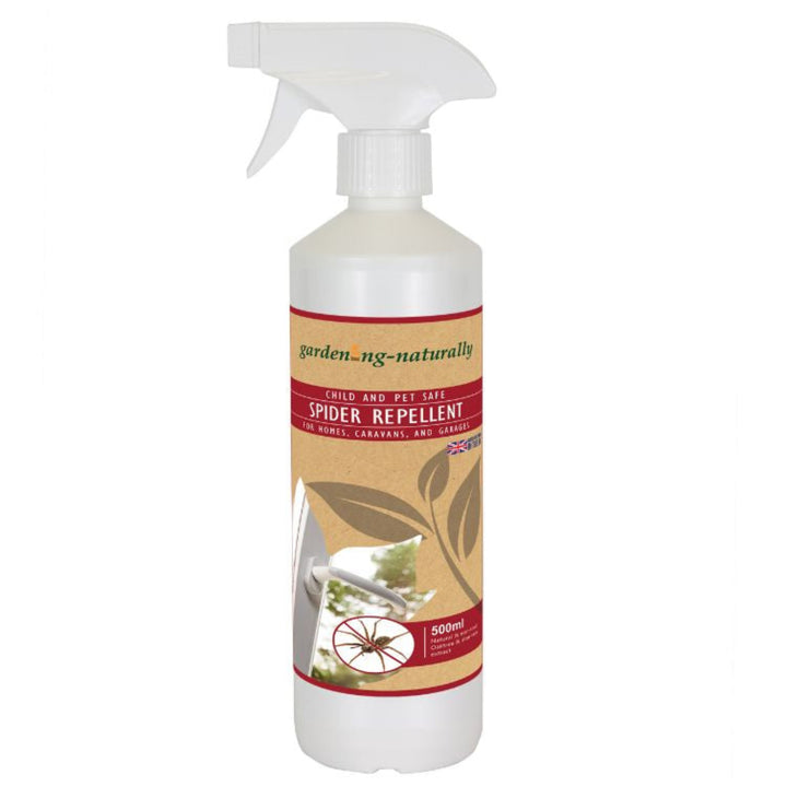 Garden-Naturally Spider Repellent with a white trigger sprayer .