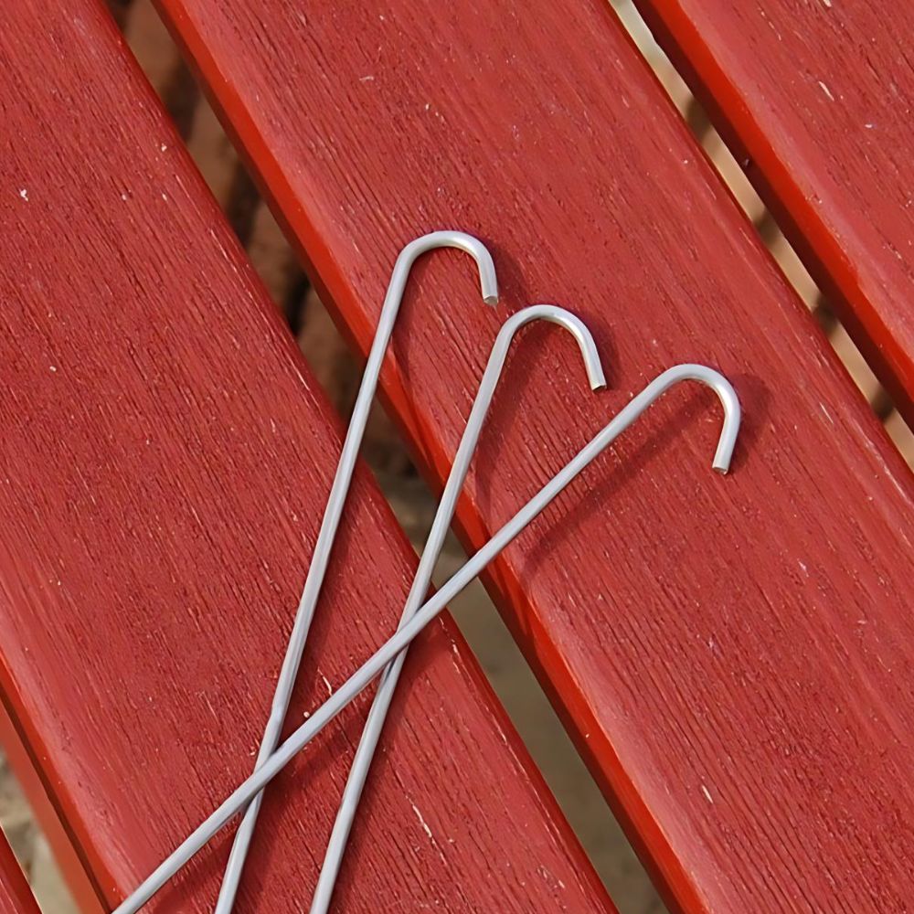 close up of steel pegs