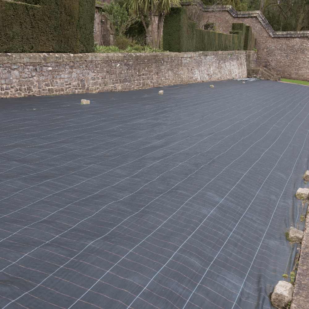 Landscape fabric on large garden