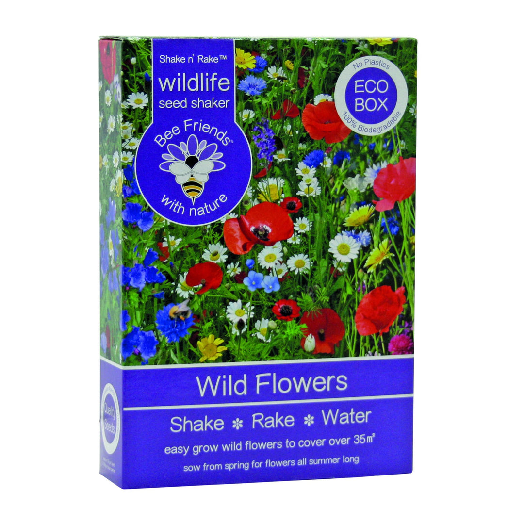 A box of Wildflower Shaker Box with a vibrant display of various flowers on the cover