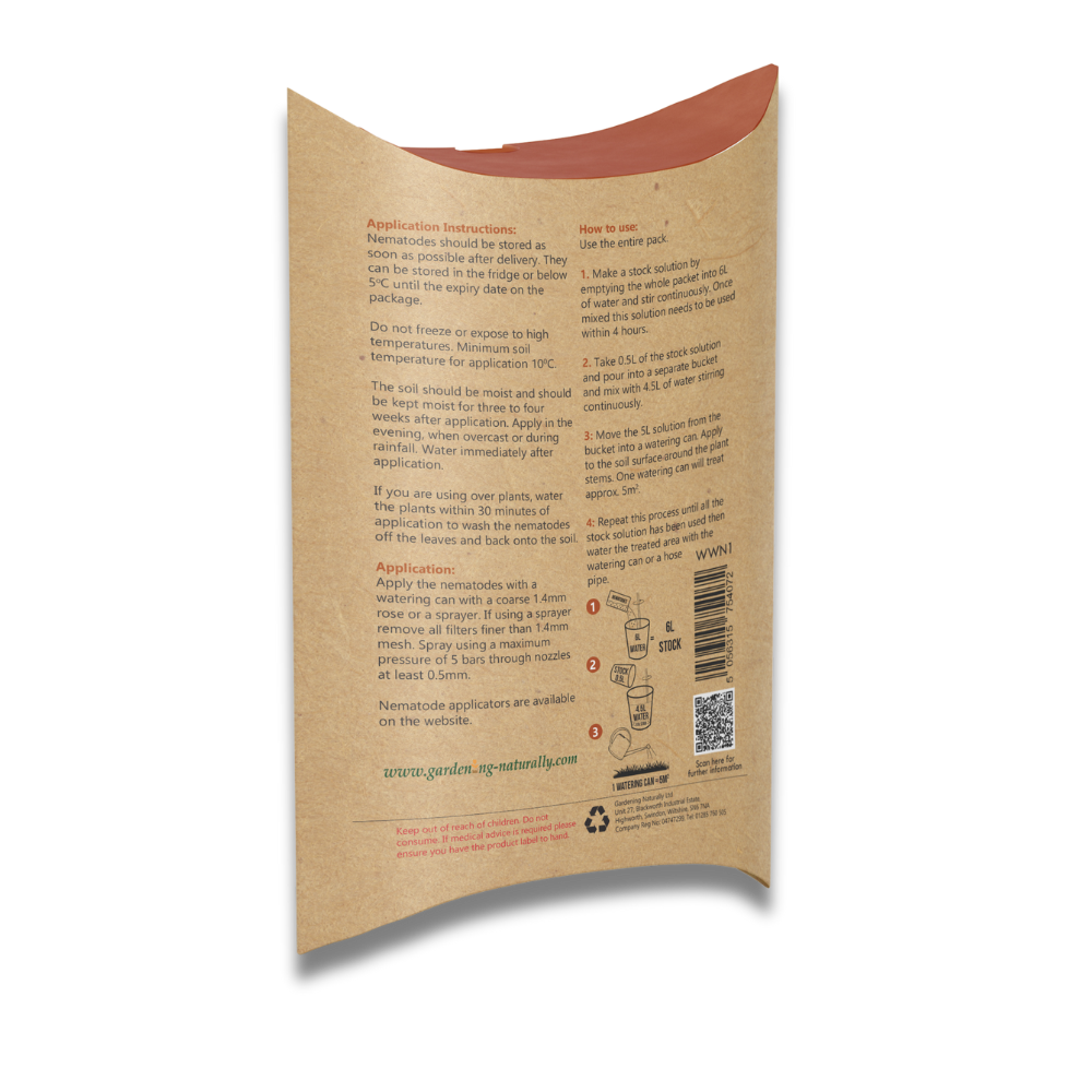 Gardening Naturally wireworm nematodes 60m2 pouch back